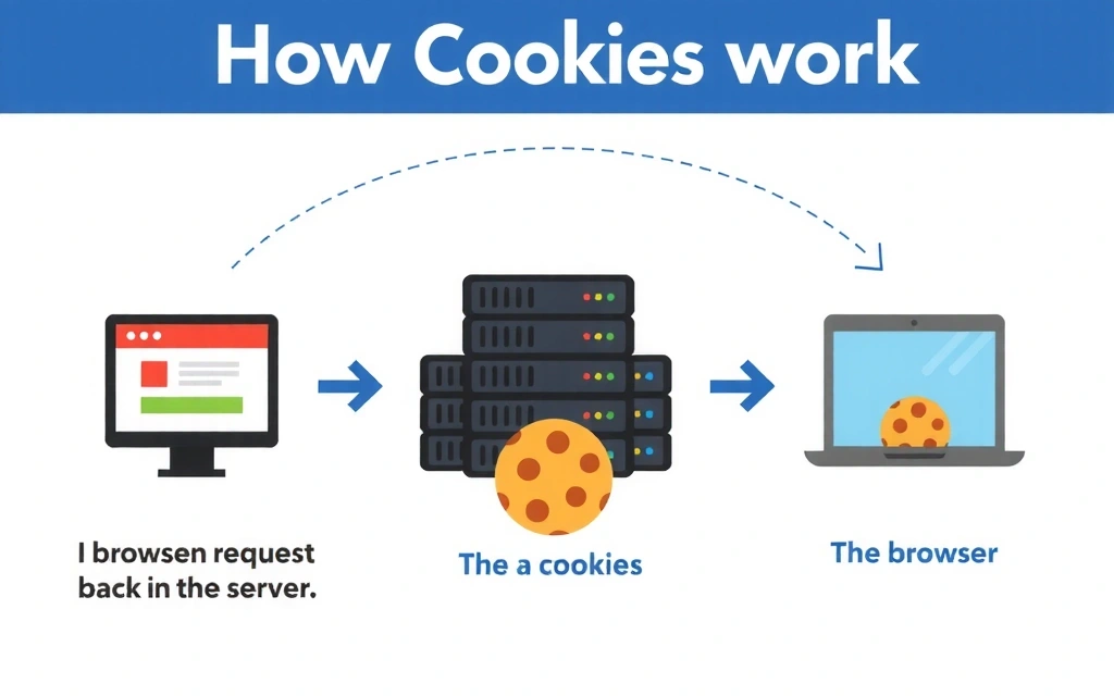 Schéma expliquant le fonctionnement d'un cookie, avec un navigateur et un serveur